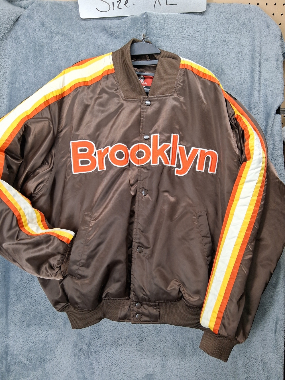 Brooklyn Retro Stripe Bomber Jacket - Brown